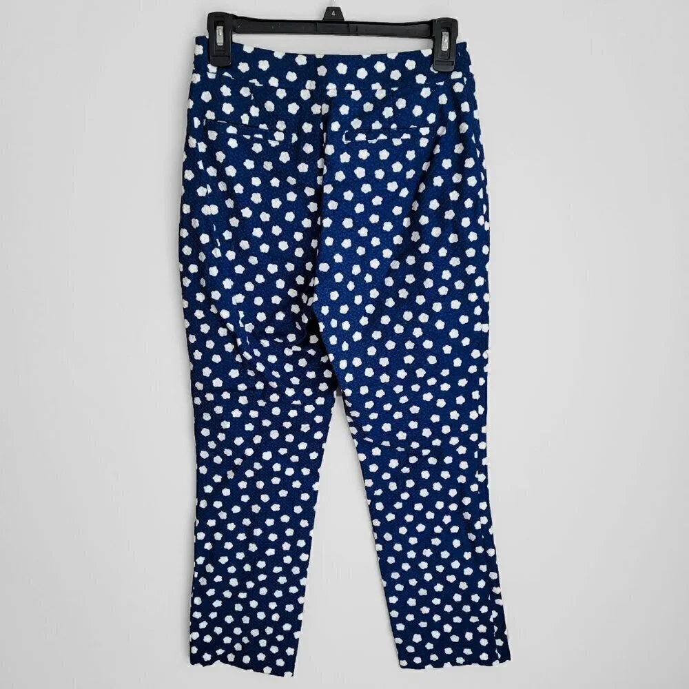 NWT Kate Spade Blue Jacquard Cloud Polka Dot High Waisted Cropped Pants
